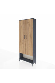 Arges Dolap 2 Raflı 2 Kapaklı Tek Askılı 88x30x221 Antrasit-Çam