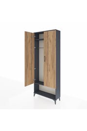 Arges Dolap 2 Raflı 2 Kapaklı Tek Askılı 88x30x221 Antrasit-Çam