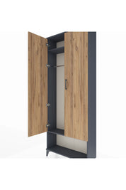 Arges Dolap 2 Raflı 2 Kapaklı Tek Askılı 88x30x221 Antrasit-Çam
