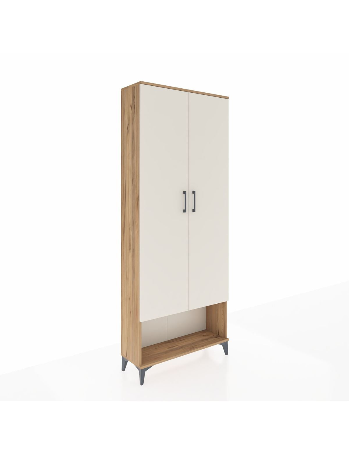 Arges Dolap 2 Raflı 2 Kapaklı Tek Askılı 88x30x221 Çam-Aytaşı