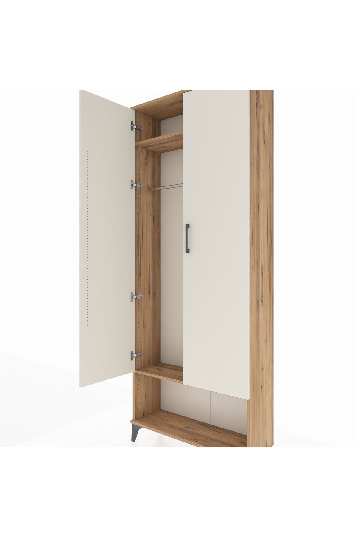 Arges Dolap 2 Raflı 2 Kapaklı Tek Askılı 88x30x221 Çam-Aytaşı