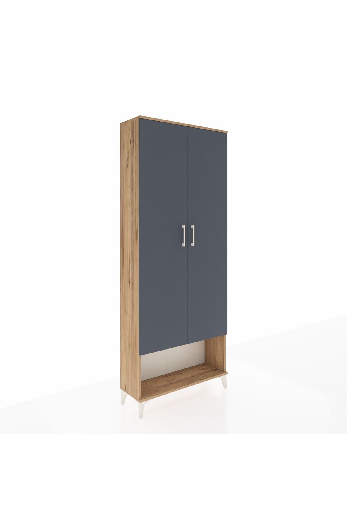 Arges Dolap 2 Raflı 2 Kapaklı Tek Askılı 88x30x221 Çam-Antrasit