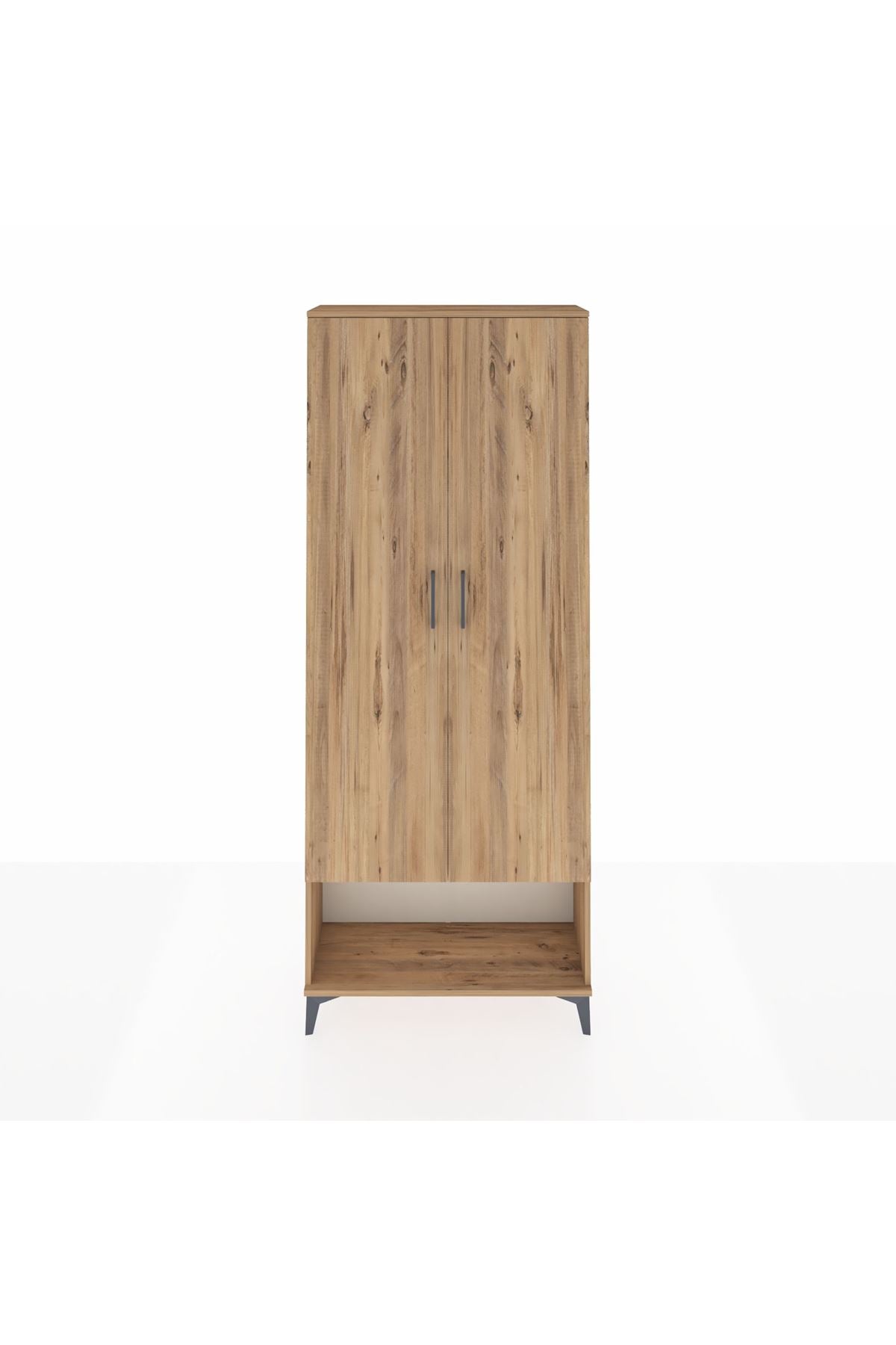 Arges Dolap 2 Raflı 2 Kapaklı Tek Askılı 88x30x221 Çam-Çam