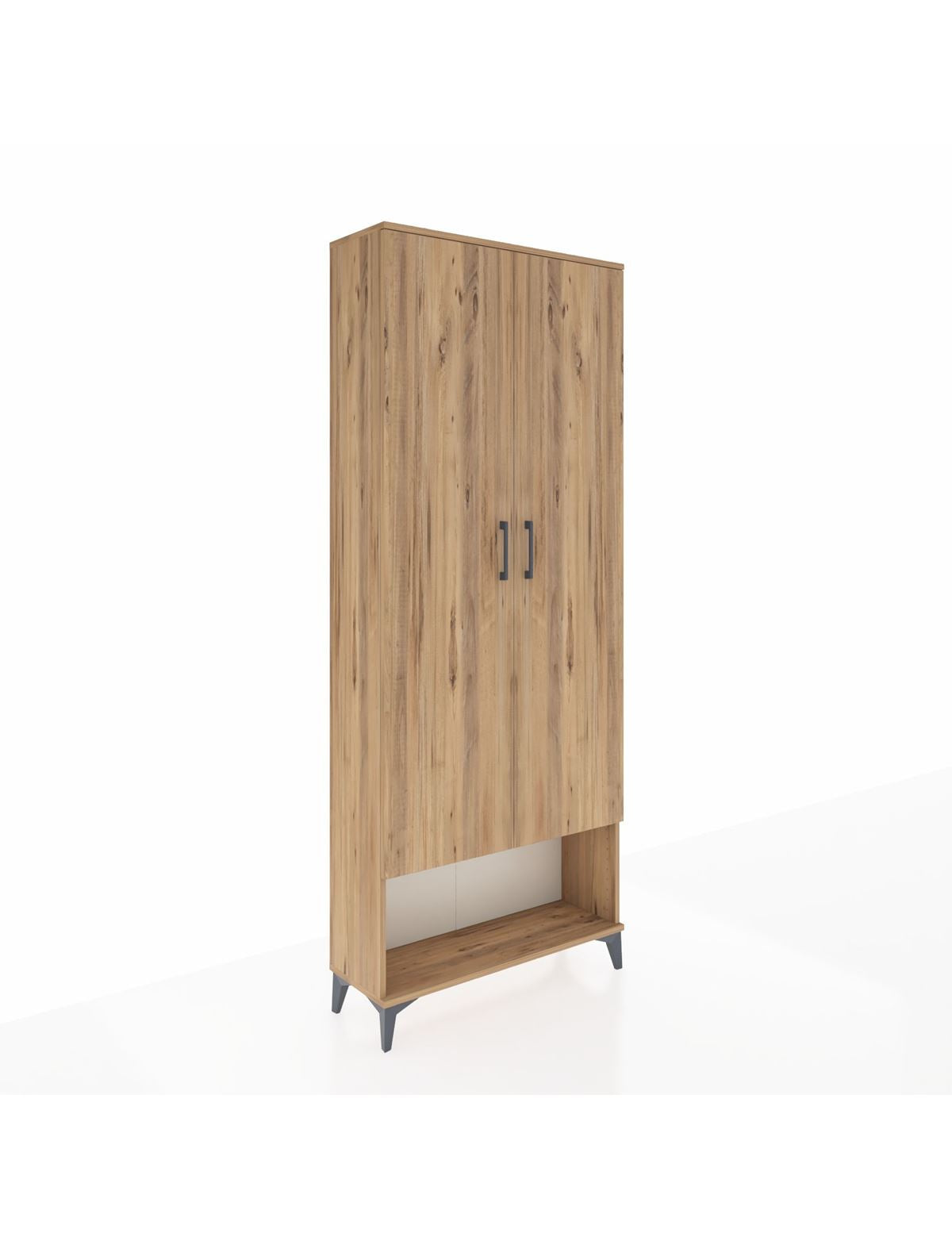 Arges Dolap 2 Raflı 2 Kapaklı Tek Askılı 88x30x221 Çam-Çam