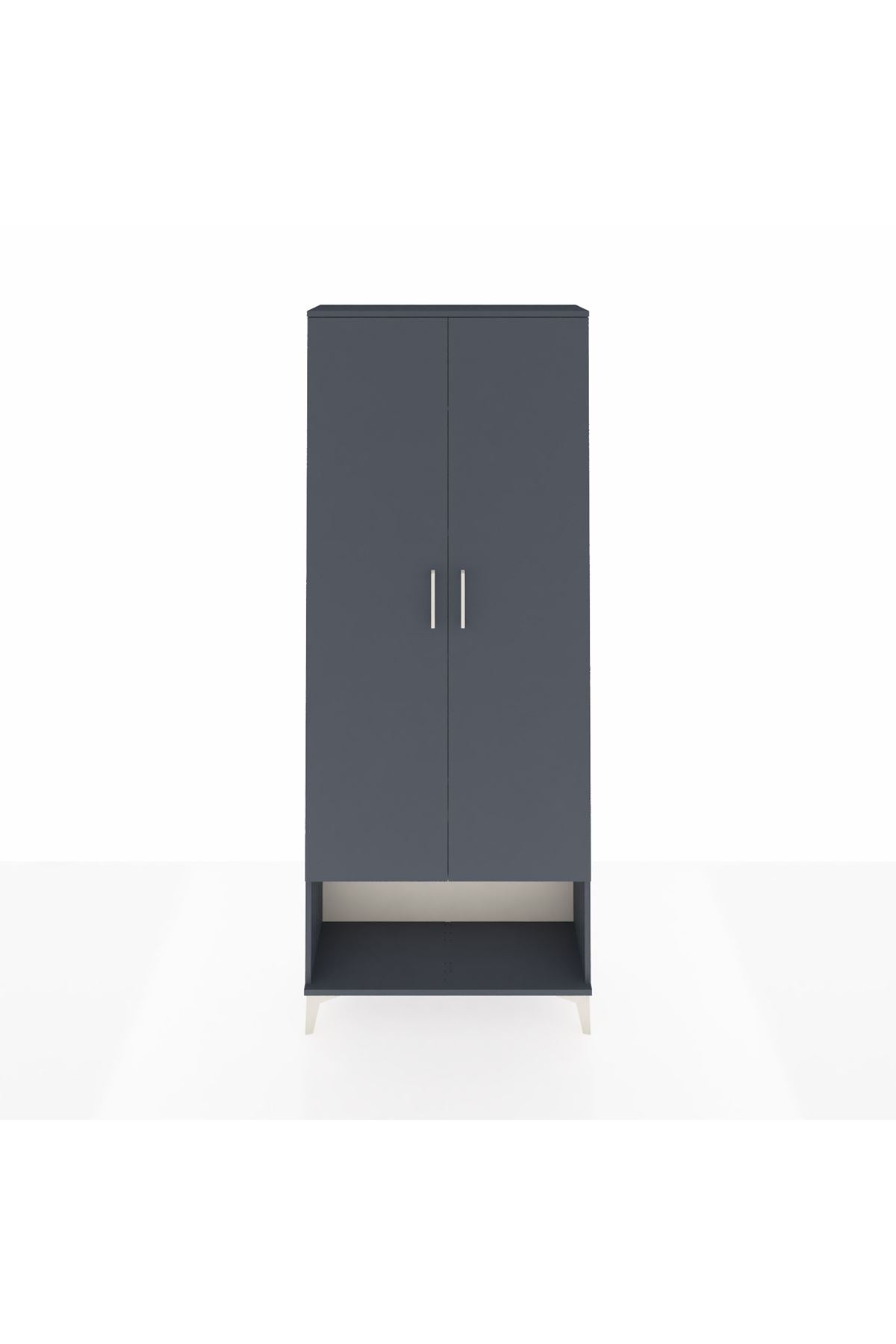 Arges Dolap 5 Raflı 2 Kapaklı 88x30x221 Antrasit-Antrasit