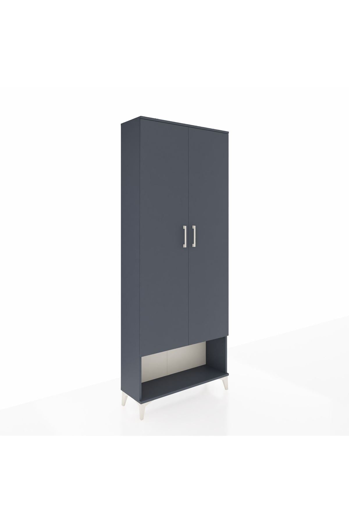 Arges Dolap 5 Raflı 2 Kapaklı 88x30x221 Antrasit-Antrasit