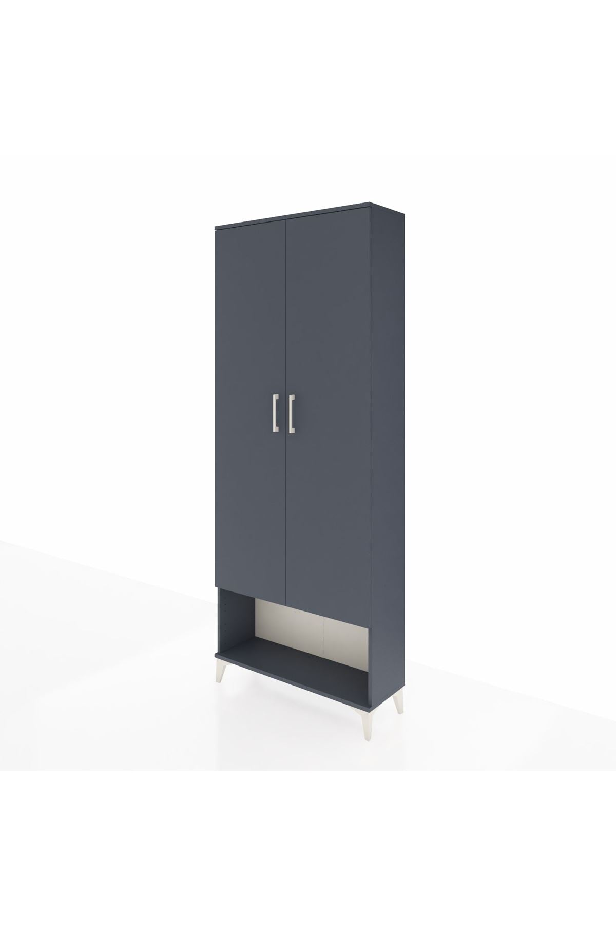 Arges Dolap 5 Raflı 2 Kapaklı 88x30x221 Antrasit-Antrasit