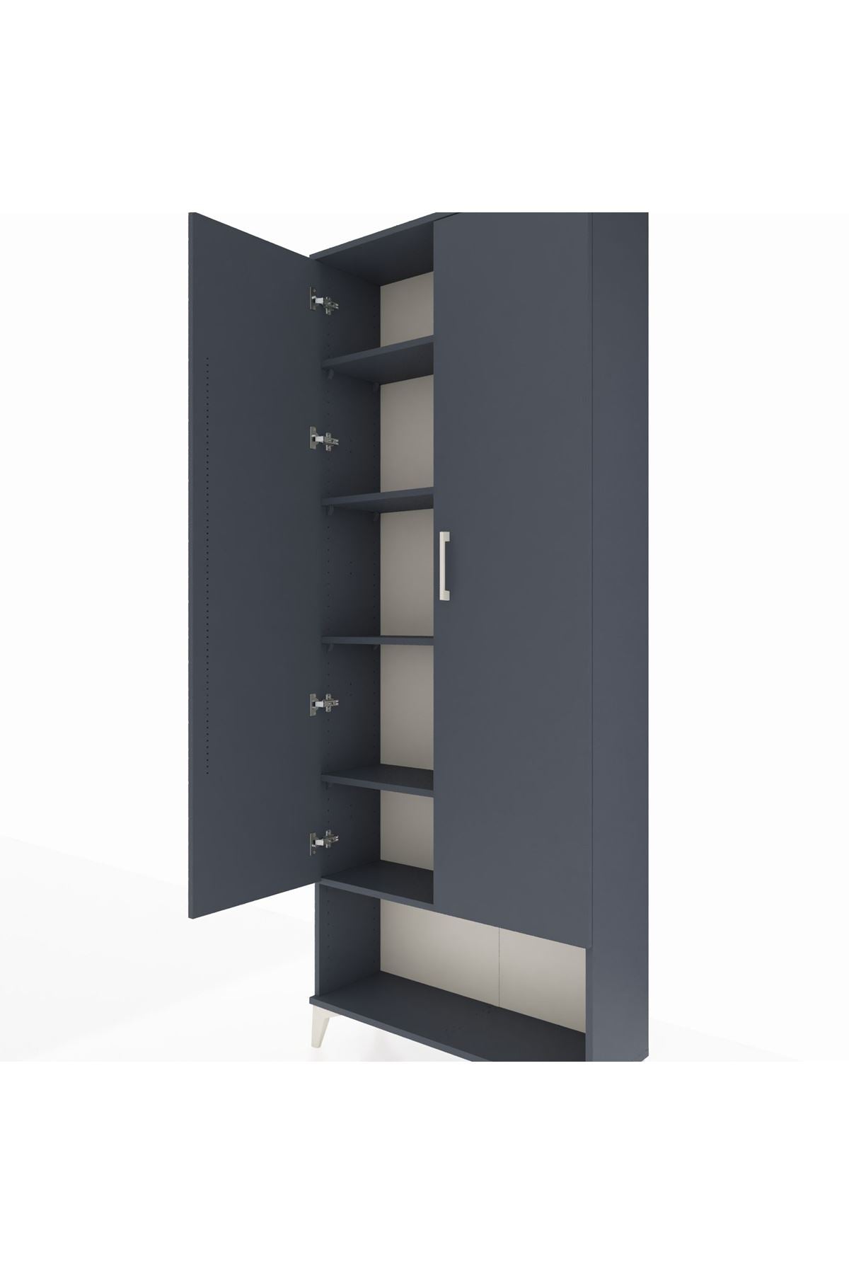 Arges Dolap 5 Raflı 2 Kapaklı 88x30x221 Antrasit-Antrasit