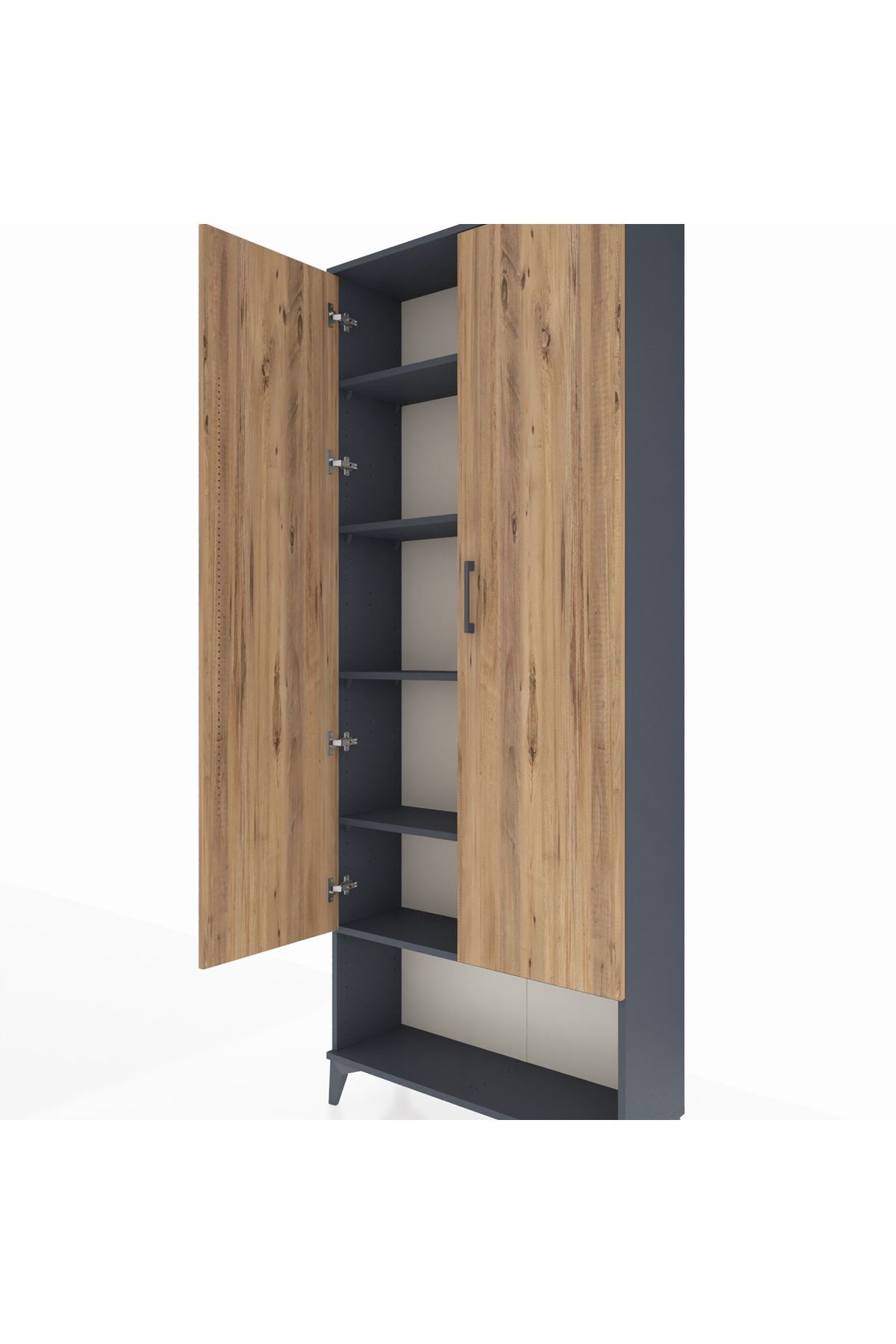 Arges Dolap 5 Raflı 2 Kapaklı 88x30x221 Antrasit-Çam