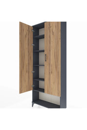 Arges Dolap 5 Raflı 2 Kapaklı 88x30x221 Antrasit-Çam