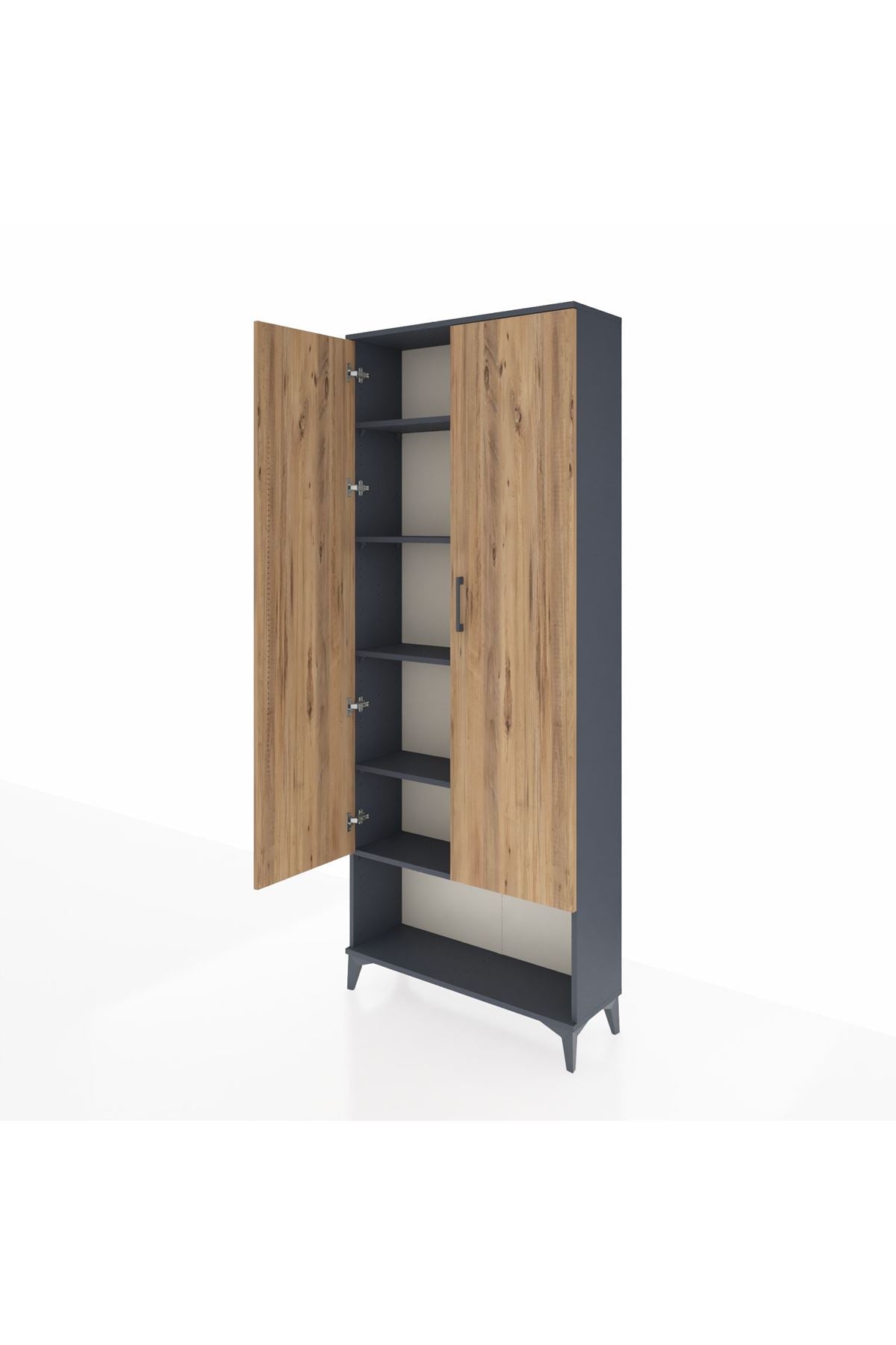 Arges Dolap 5 Raflı 2 Kapaklı 88x30x221 Antrasit-Çam