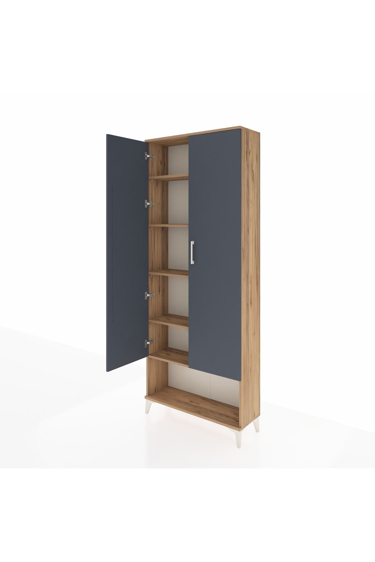 Arges Dolap 5 Raflı 2 Kapaklı 88x30x221 Çam-Antrasit