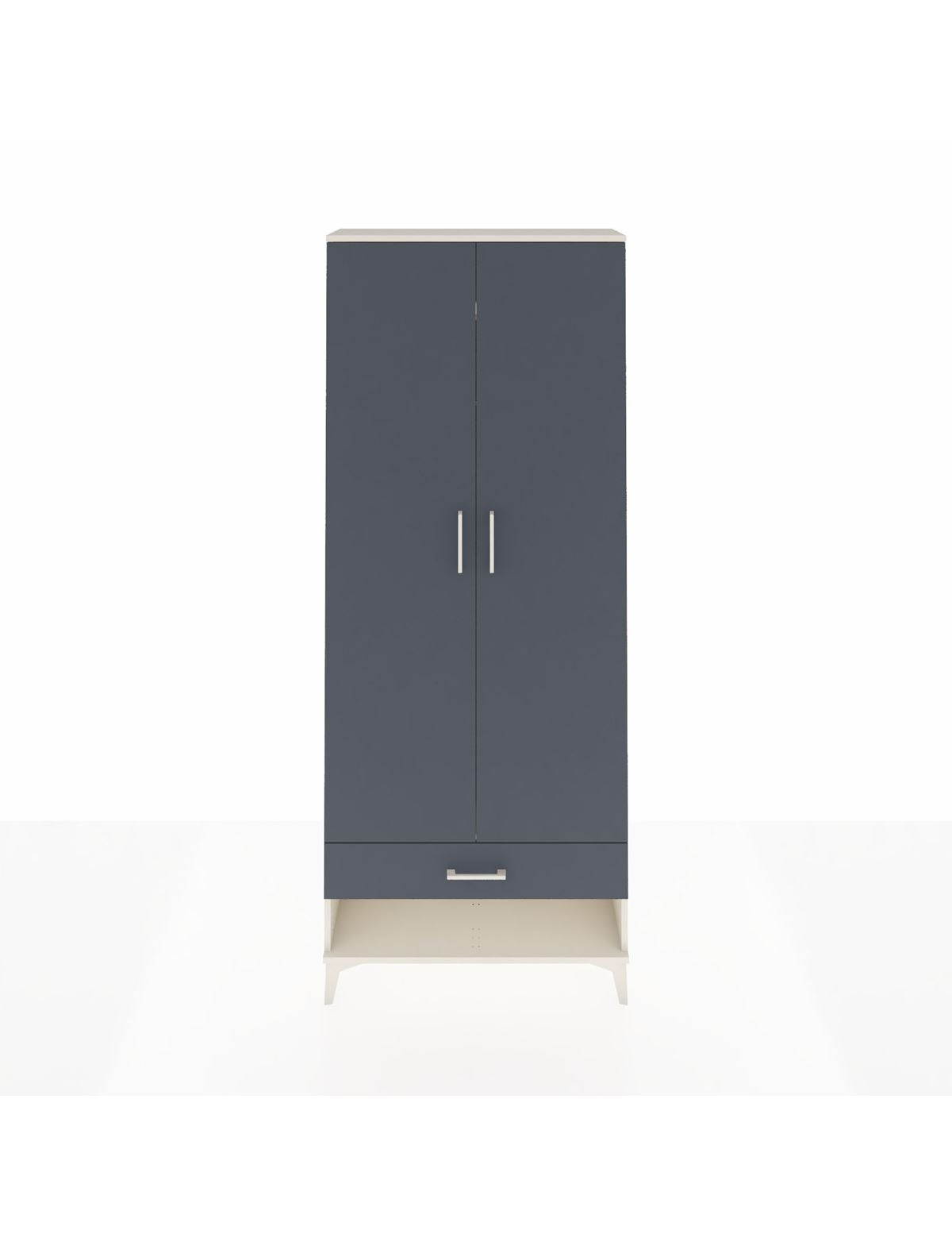 Arges Dolap 2 Raflı Tek Çekmeceli Tek Askılı 88x30x221 Aytaşı-Antrasit