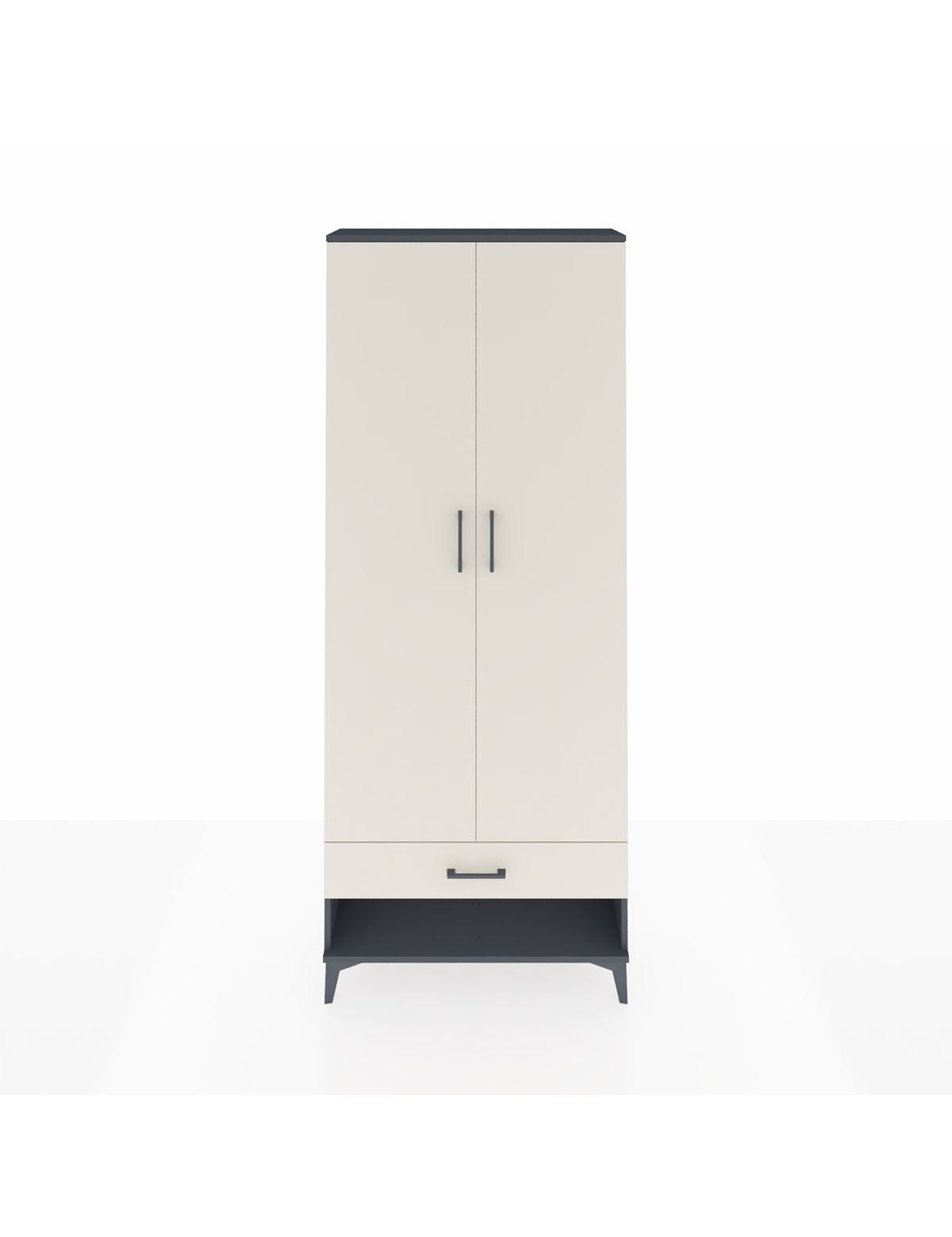 Arges Dolap 2 Raflı Tek Çekmeceli Tek Askılı 88x30x221 Antrasit-Aytaşı