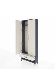 Arges Dolap 2 Raflı Tek Çekmeceli Tek Askılı 88x30x221 Antrasit-Aytaşı