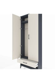 Arges Dolap 2 Raflı Tek Çekmeceli Tek Askılı 88x30x221 Antrasit-Aytaşı