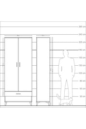 Arges Dolap 2 Raflı Tek Çekmeceli Tek Askılı 88x30x221 Antrasit-Aytaşı