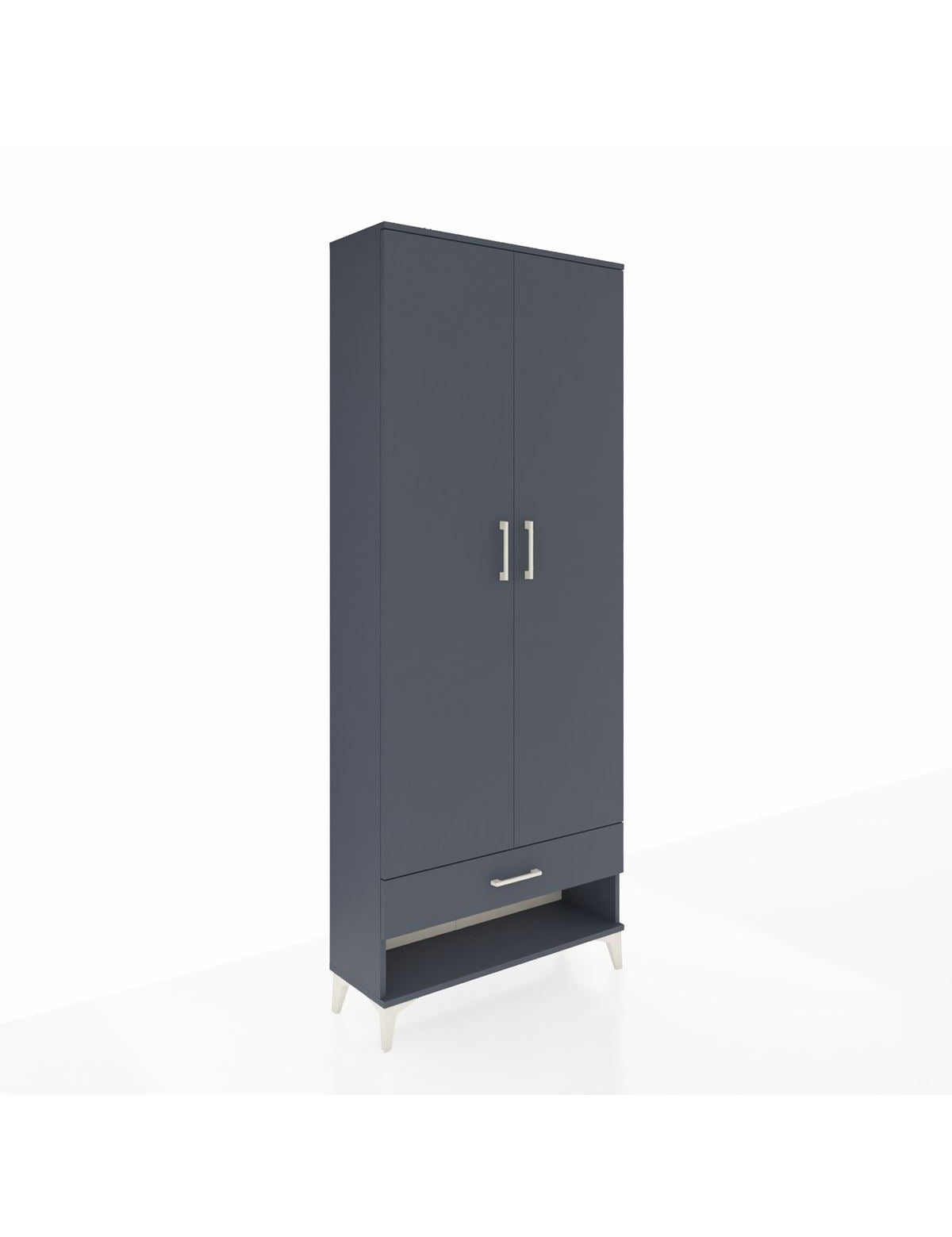 Arges Dolap 2 Raflı Tek Çekmeceli Tek Askılı 88x30x221 Antrasit-Antrasit