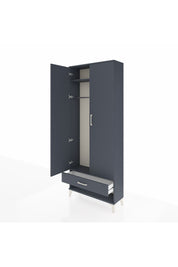 Arges Dolap 2 Raflı Tek Çekmeceli Tek Askılı 88x30x221 Antrasit-Antrasit