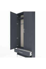 Arges Dolap 2 Raflı Tek Çekmeceli Tek Askılı 88x30x221 Antrasit-Antrasit