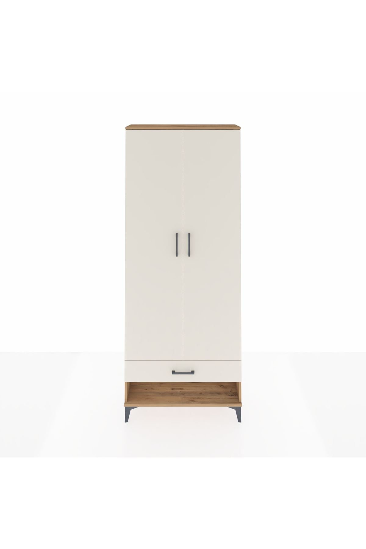 Arges Dolap 2 Raflı Tek Çekmeceli Tek Askılı 88x30x221 Çam-Aytaşı