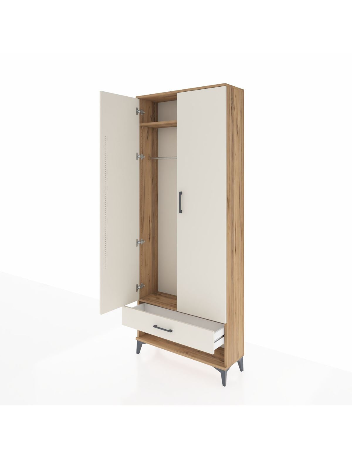 Arges Dolap 2 Raflı Tek Çekmeceli Tek Askılı 88x30x221 - S30M015V7A