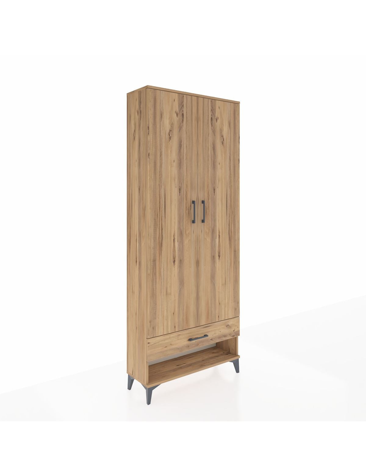 Arges Dolap 2 Raflı Tek Çekmeceli Tek Askılı 88x30x221 Çam-Çam