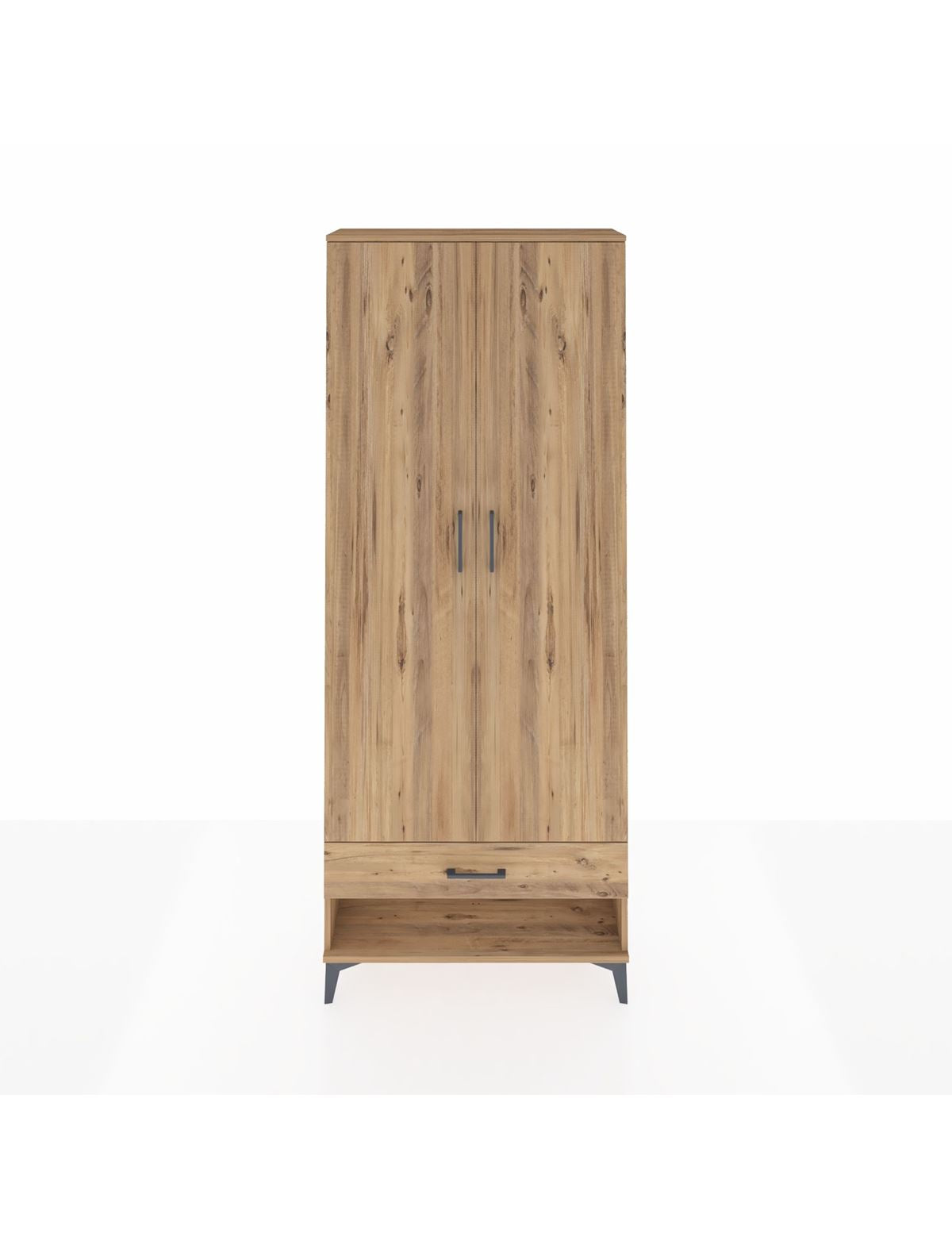 Arges Dolap 2 Raflı Tek Çekmeceli Tek Askılı 88x30x221 Çam-Çam