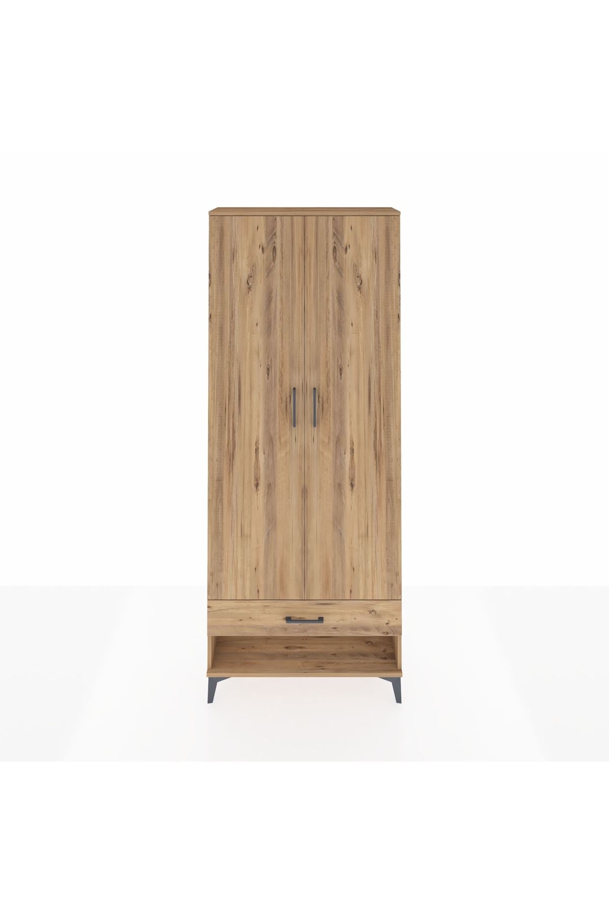 Arges Dolap 2 Raflı Tek Çekmeceli Tek Askılı 88x30x221 Çam-Çam