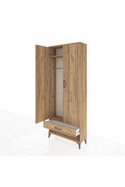 Arges Dolap 2 Raflı Tek Çekmeceli Tek Askılı 88x30x221 Çam-Çam