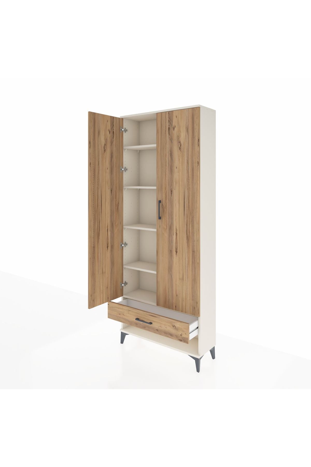 Arges Dolap 5 Raflı Tek Çekmeceli 2 Kapaklı 88x30x221 Aytaşı-Çam