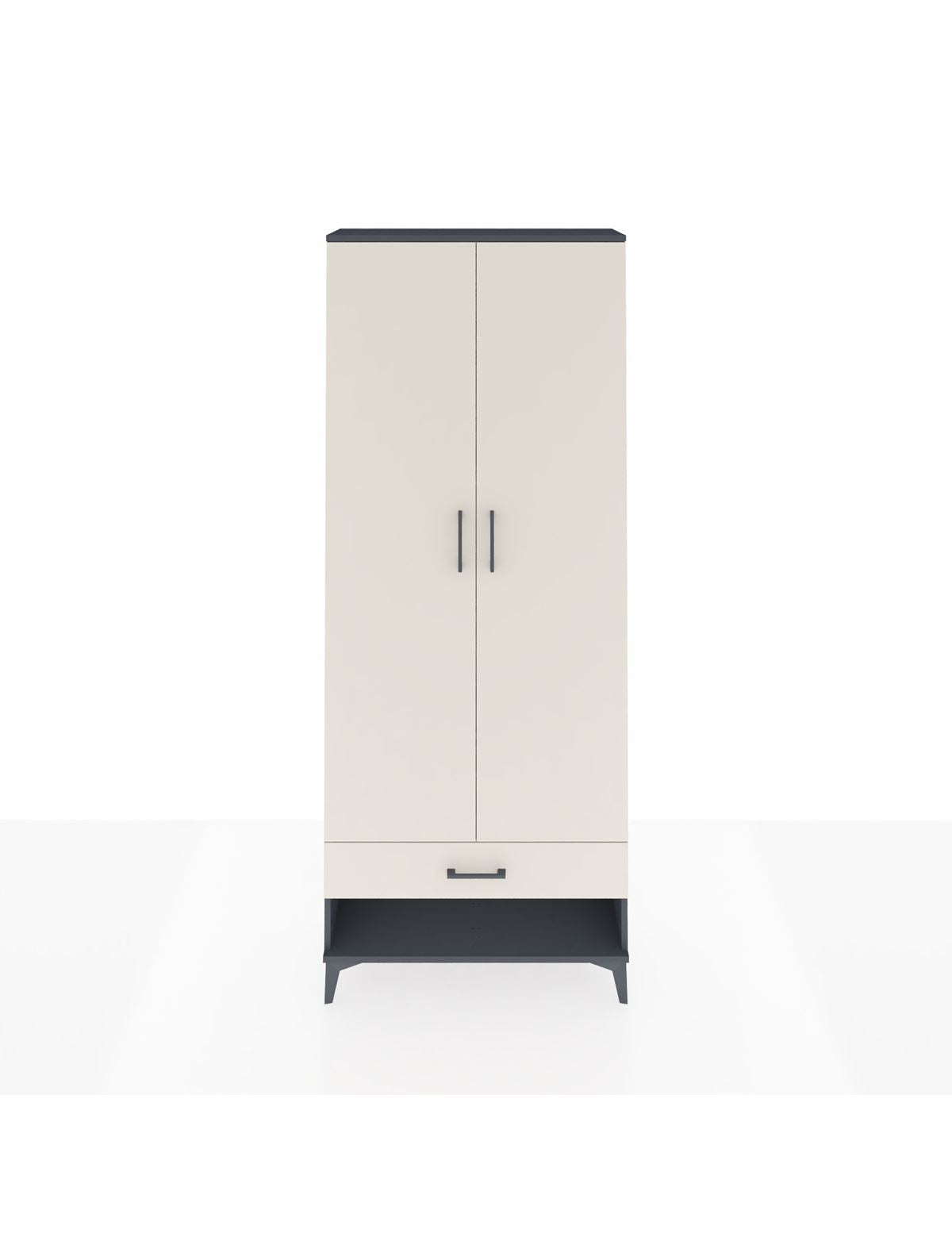 Arges Dolap 5 Raflı Tek Çekmeceli 2 Kapaklı 88x30x221 Antrasit-Aytaşı