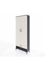 Arges Dolap 5 Raflı Tek Çekmeceli 2 Kapaklı 88x30x221 Antrasit-Aytaşı