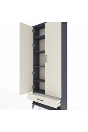 Arges Dolap 5 Raflı Tek Çekmeceli 2 Kapaklı 88x30x221 Antrasit-Aytaşı