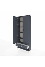 Arges Dolap 5 Raflı Tek Çekmeceli 2 Kapaklı 88x30x221 Antrasit-Antrasit
