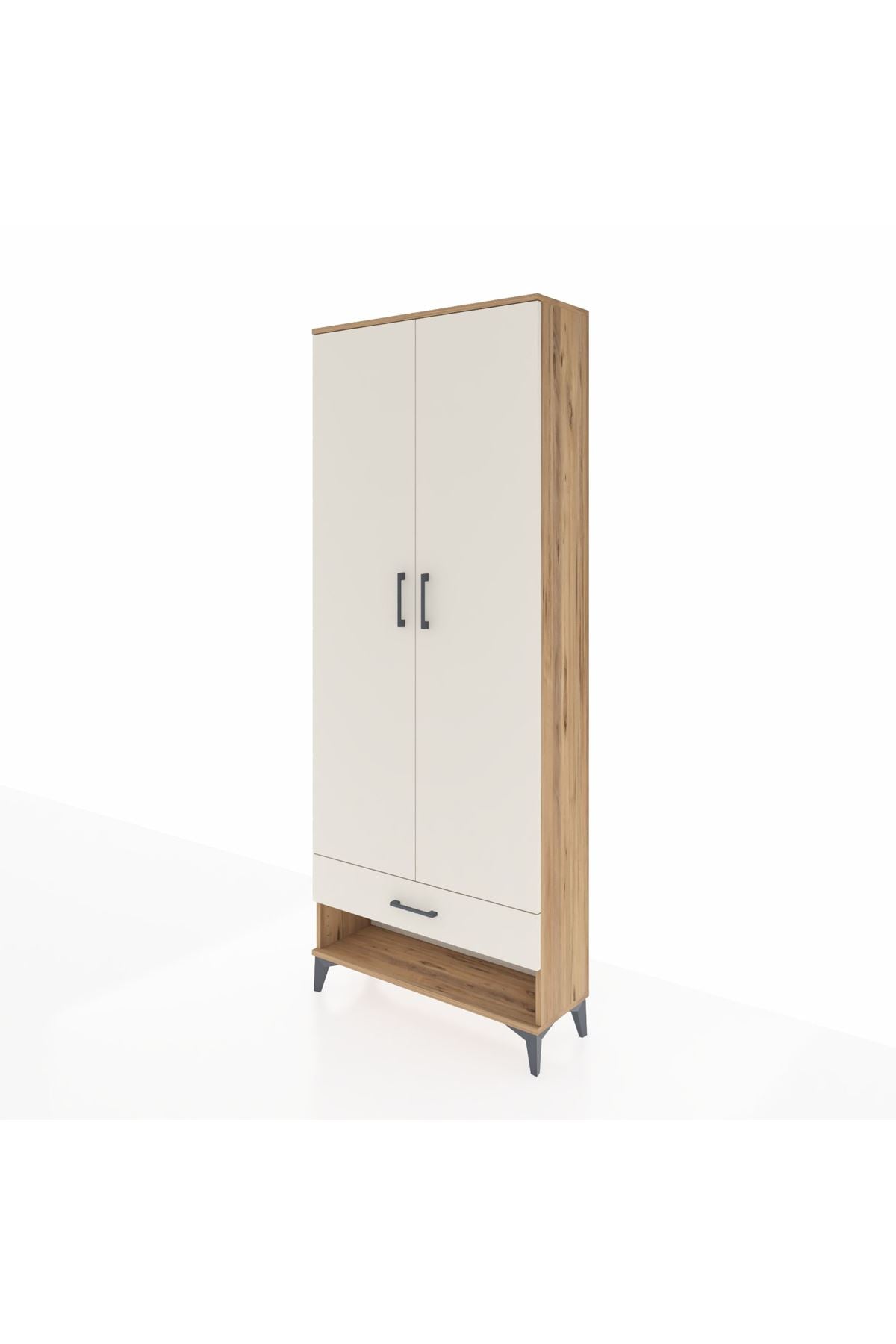 Arges Dolap 5 Raflı Tek Çekmeceli 2 Kapaklı 88x30x221 Çam-Aytaşı