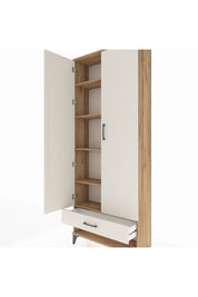 Arges Dolap 5 Raflı Tek Çekmeceli 2 Kapaklı 88x30x221 Çam-Aytaşı