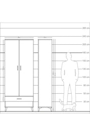 Arges Dolap 5 Raflı Tek Çekmeceli 2 Kapaklı 88x30x221 Çam-Aytaşı