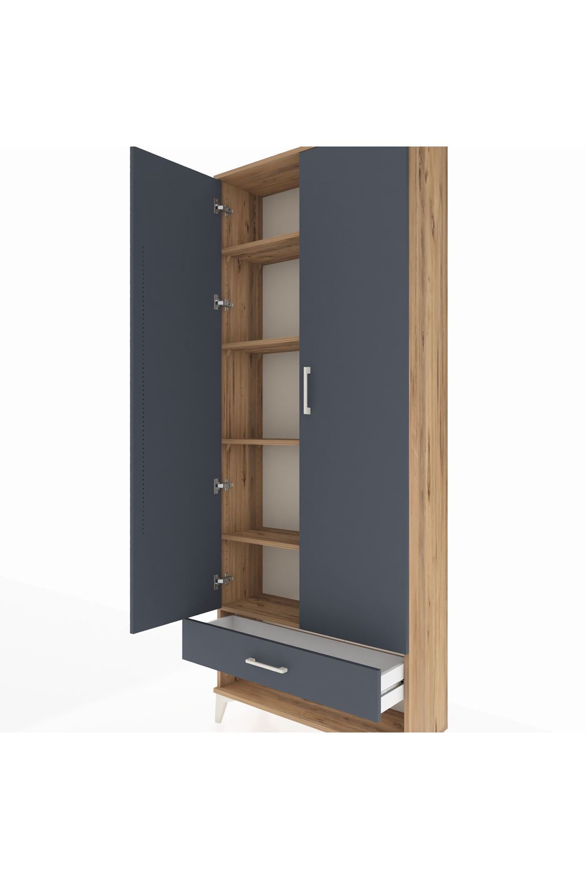 Arges Dolap 5 Raflı Tek Çekmeceli 2 Kapaklı 88x30x221 - S30M016V8A