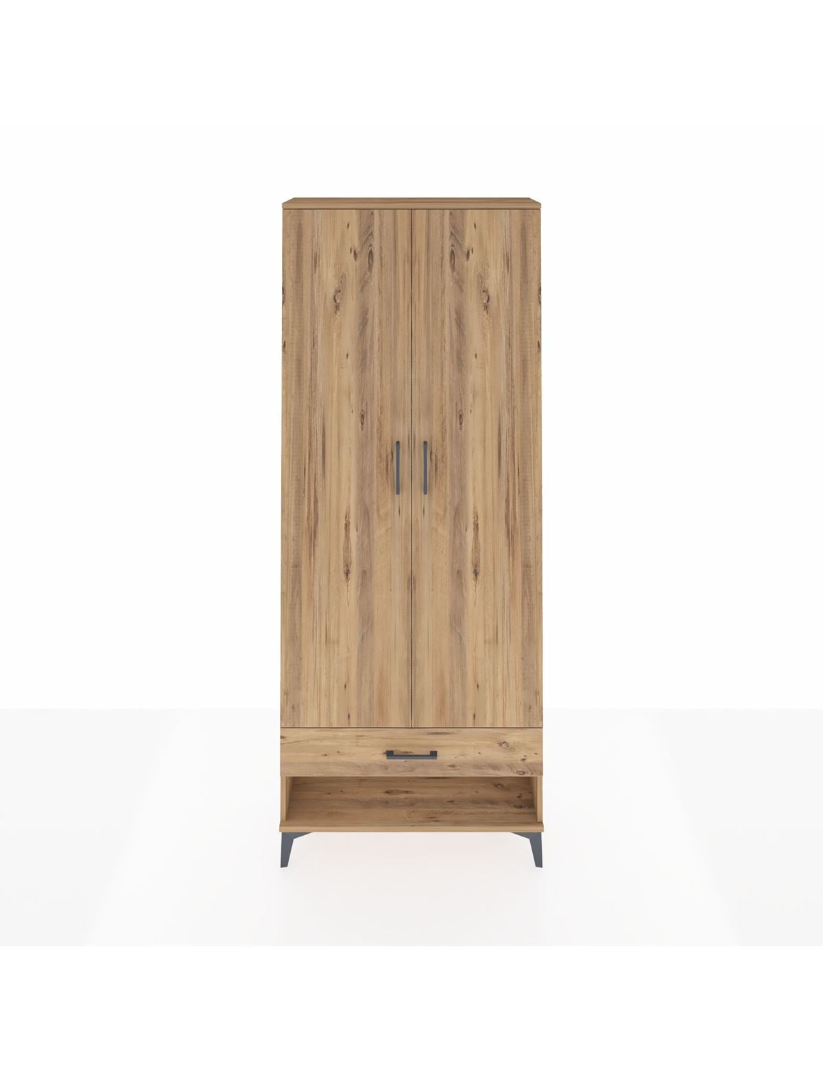 Arges Dolap 5 Raflı Tek Çekmeceli 2 Kapaklı 88x30x221 Çam-Çam