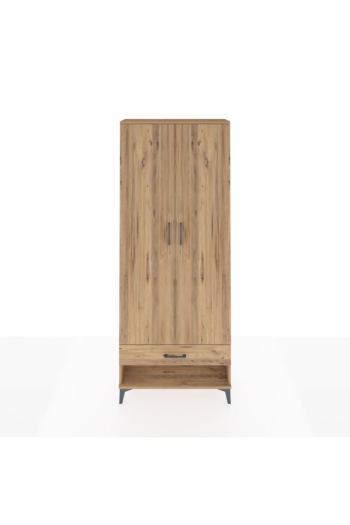 Arges Dolap 5 Raflı Tek Çekmeceli 2 Kapaklı 88x30x221 Çam-Çam