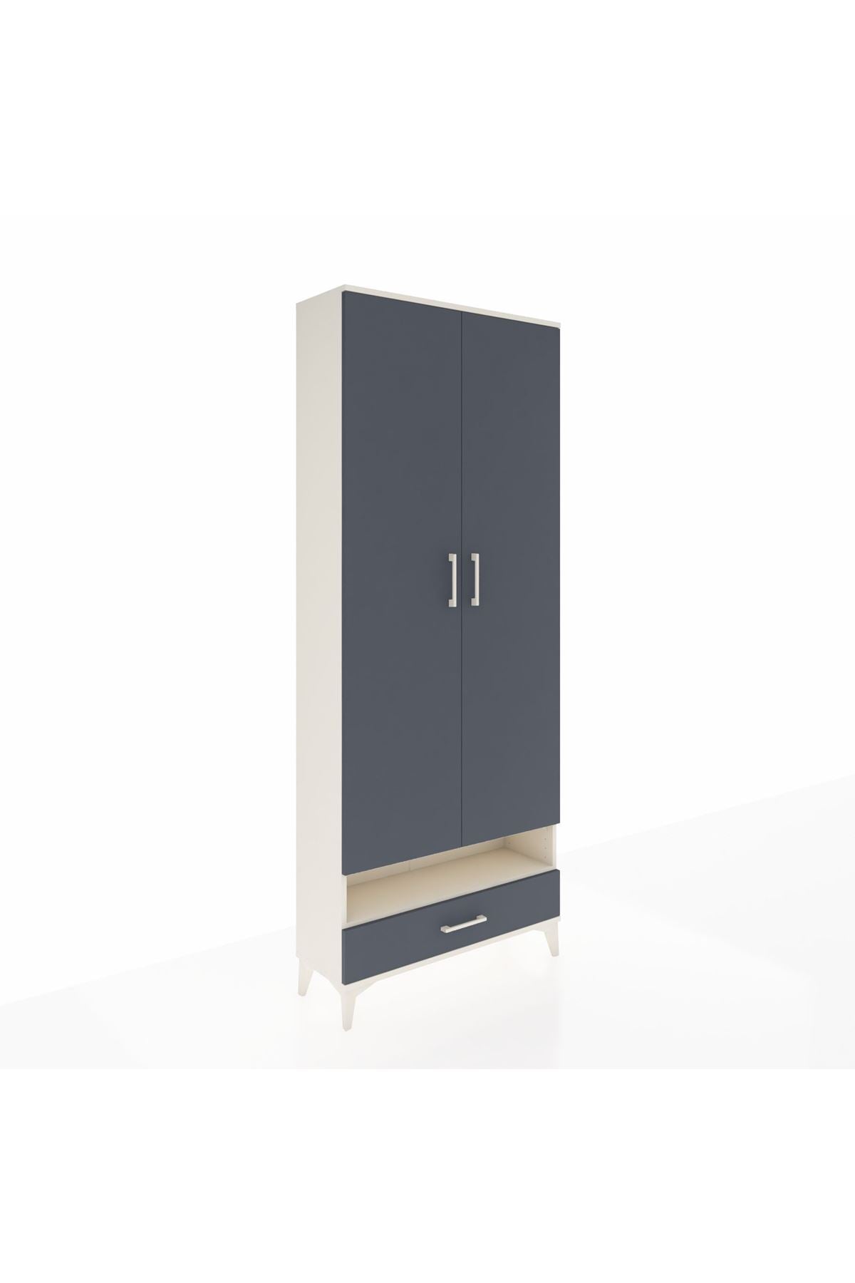 Arges Dolap 2 Raflı Tek Çekmeceli Tek Askılı 88x30x221 Aytaşı-Antrasit