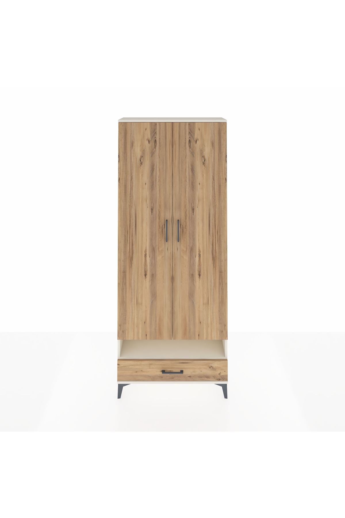 Arges Dolap 2 Raflı Tek Çekmeceli Tek Askılı 88x30x221 Aytaşı-Çam
