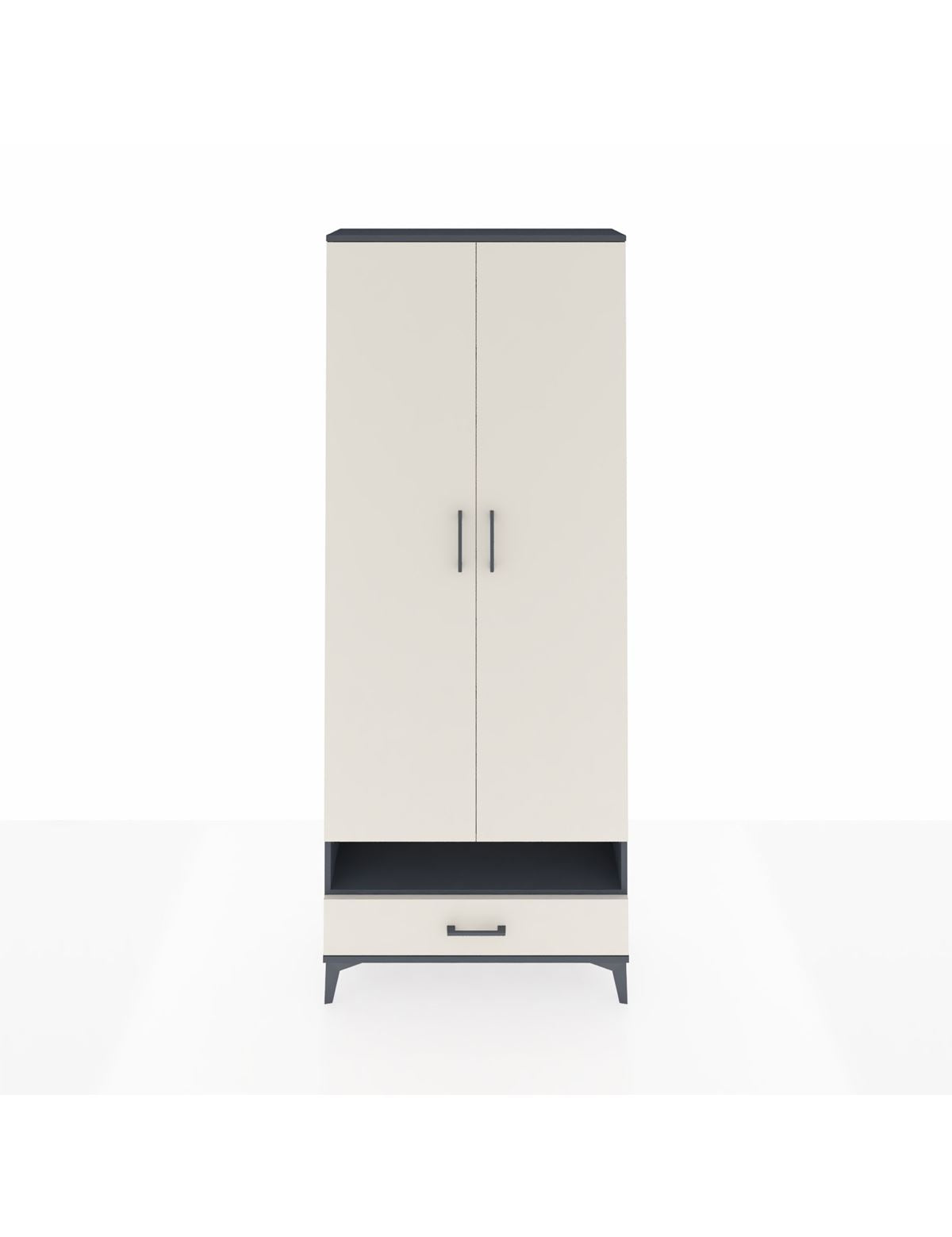 Arges Dolap 2 Raflı Tek Çekmeceli Tek Askılı 88x30x221 Antrasit-Aytaşı