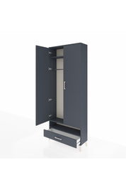 Arges Dolap 2 Raflı Tek Çekmeceli Tek Askılı 88x30x221 Antrasit-Antrasit