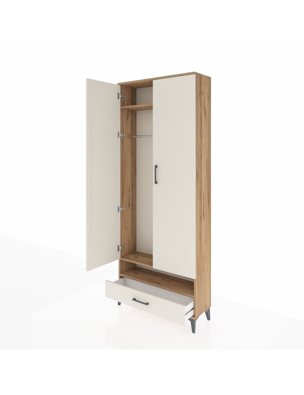 Arges Dolap 2 Raflı Tek Çekmeceli Tek Askılı 88x30x221 - S30M017V7A