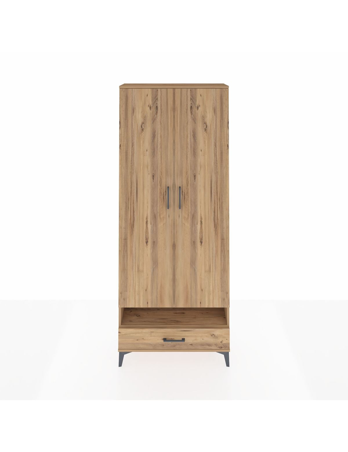 Arges Dolap 2 Raflı Tek Çekmeceli Tek Askılı 88x30x221 Çam-Çam