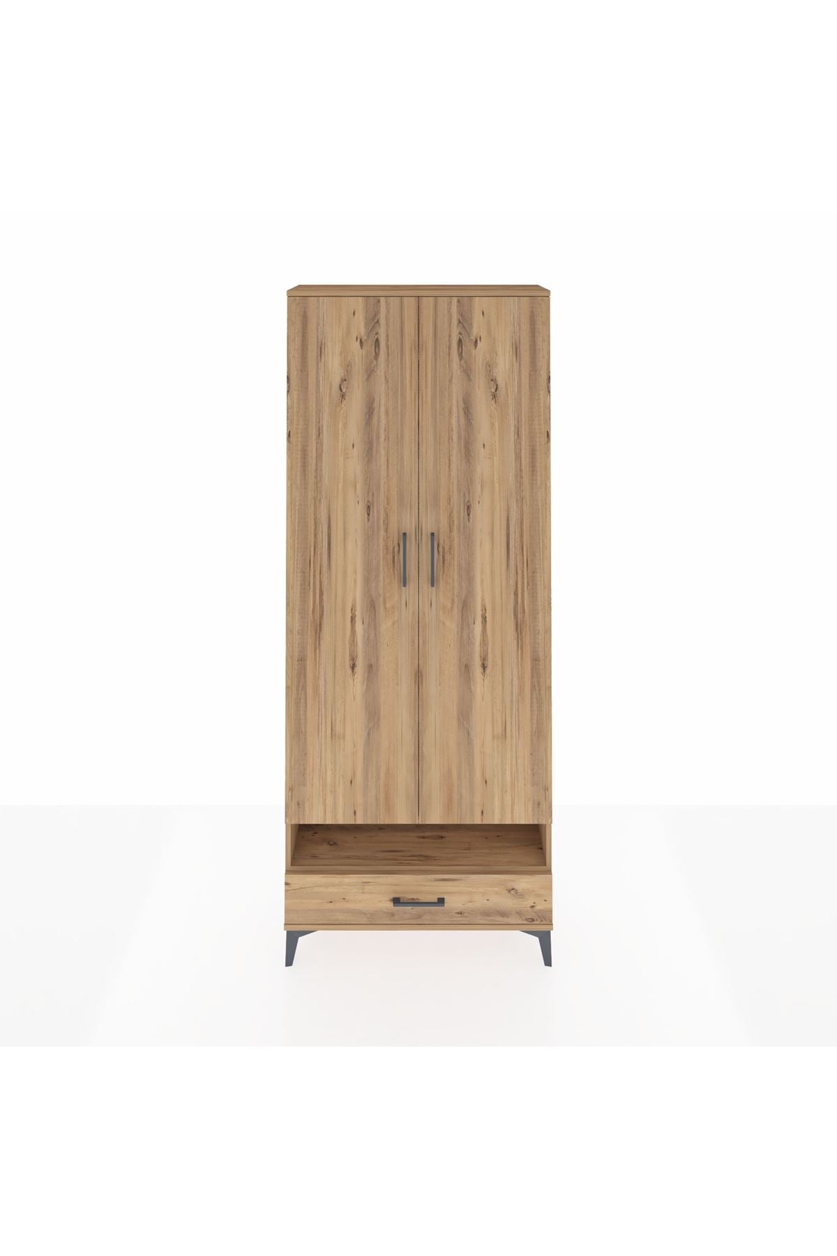 Arges Dolap 2 Raflı Tek Çekmeceli Tek Askılı 88x30x221 Çam-Çam