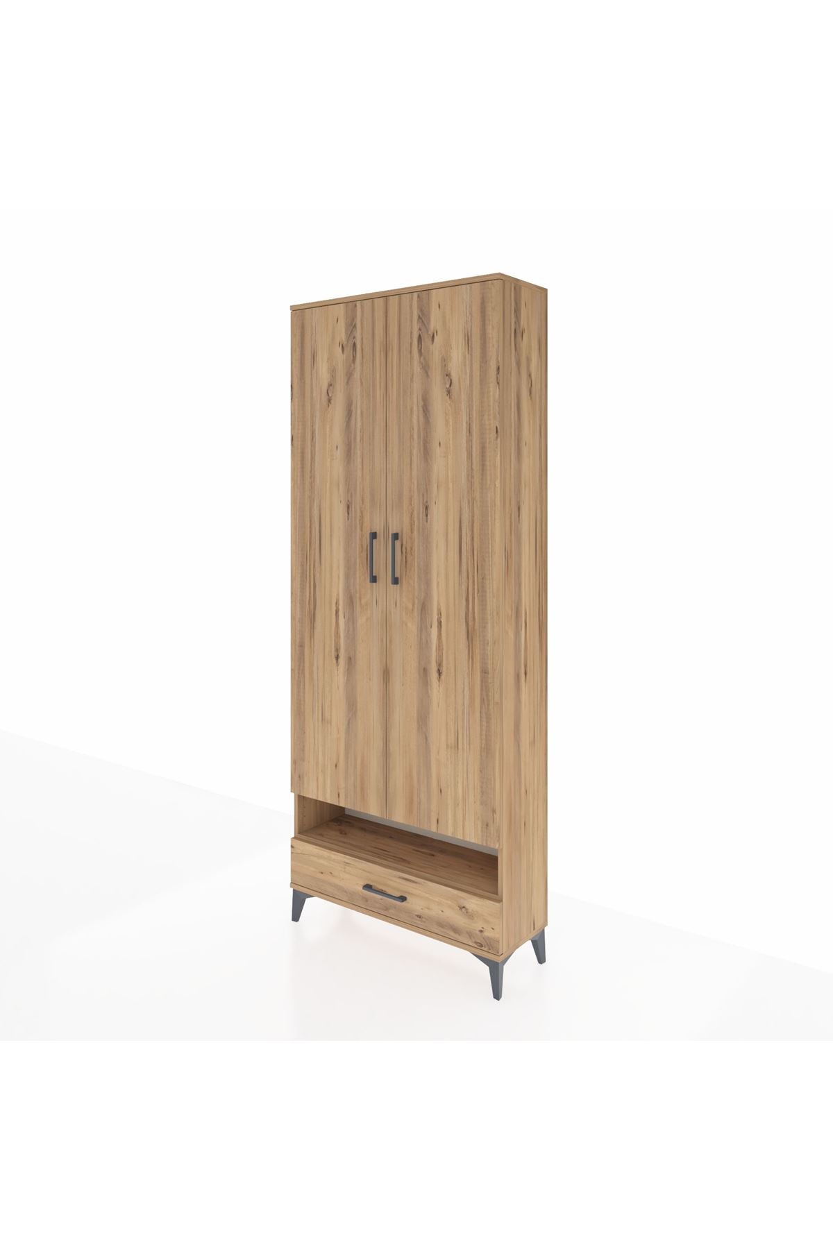 Arges Dolap 2 Raflı Tek Çekmeceli Tek Askılı 88x30x221 Çam-Çam