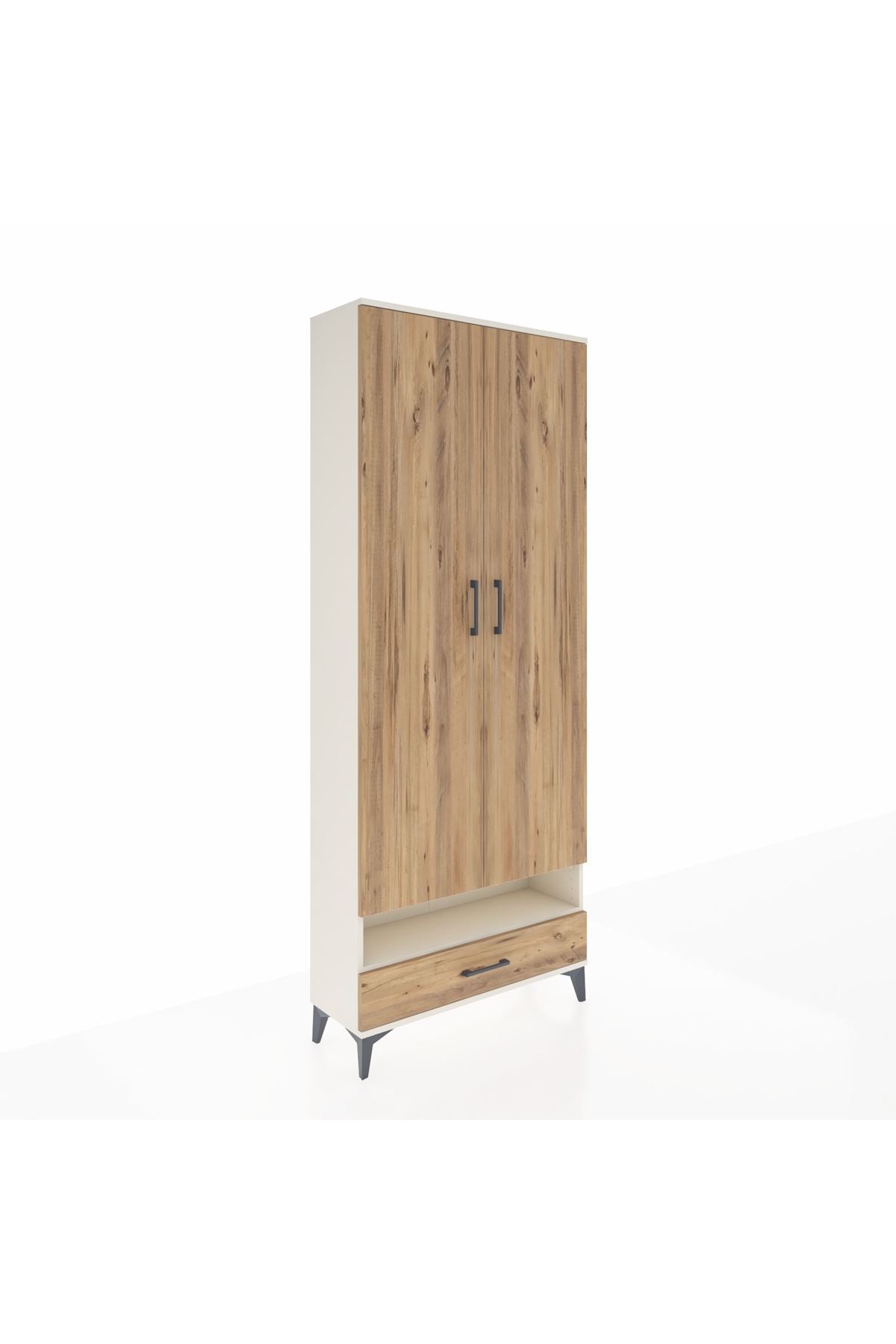 Arges Dolap 6 Raflı Tek Çekmeceli 2 Kapaklı 88x30x221 Aytaşı-Çam